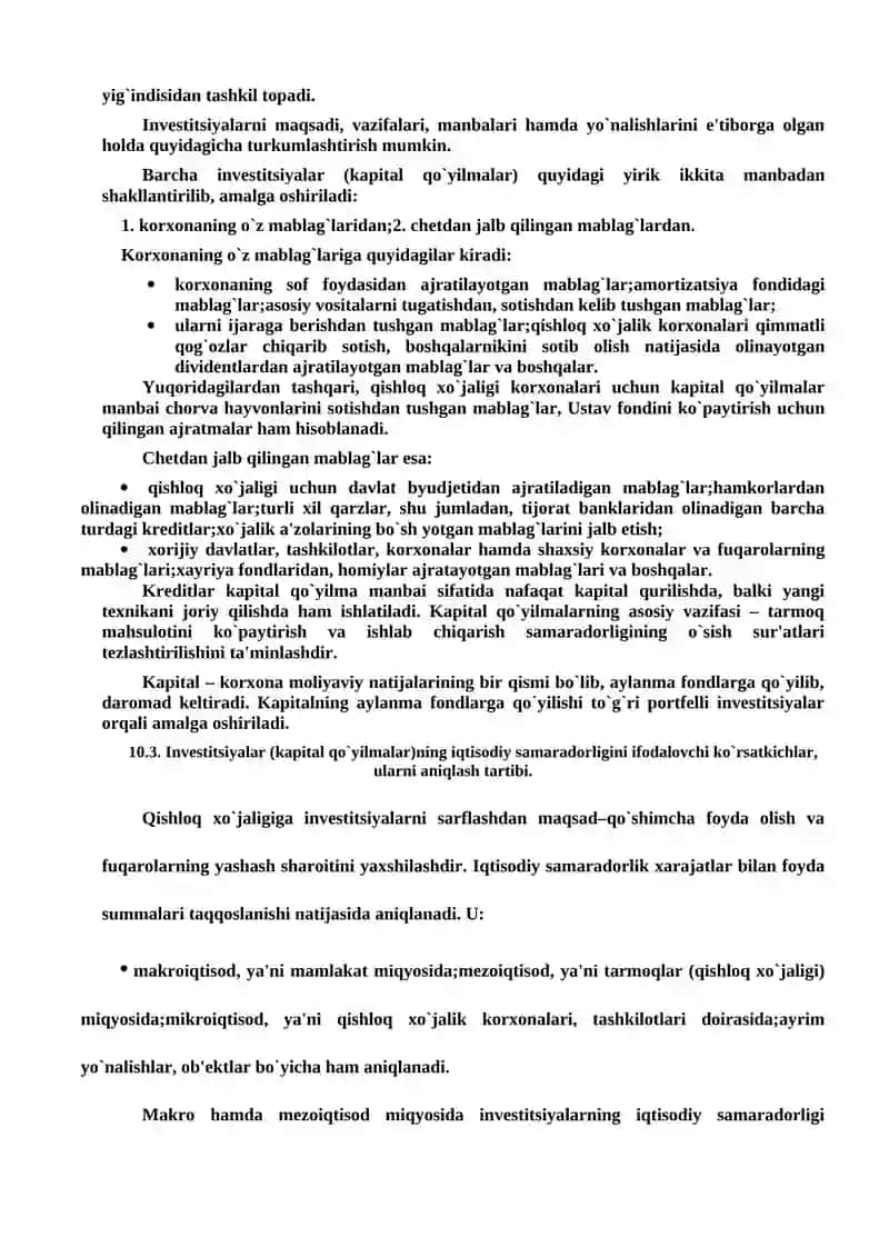 Qishloq xo‘jaligida investitsiya va kapital 2