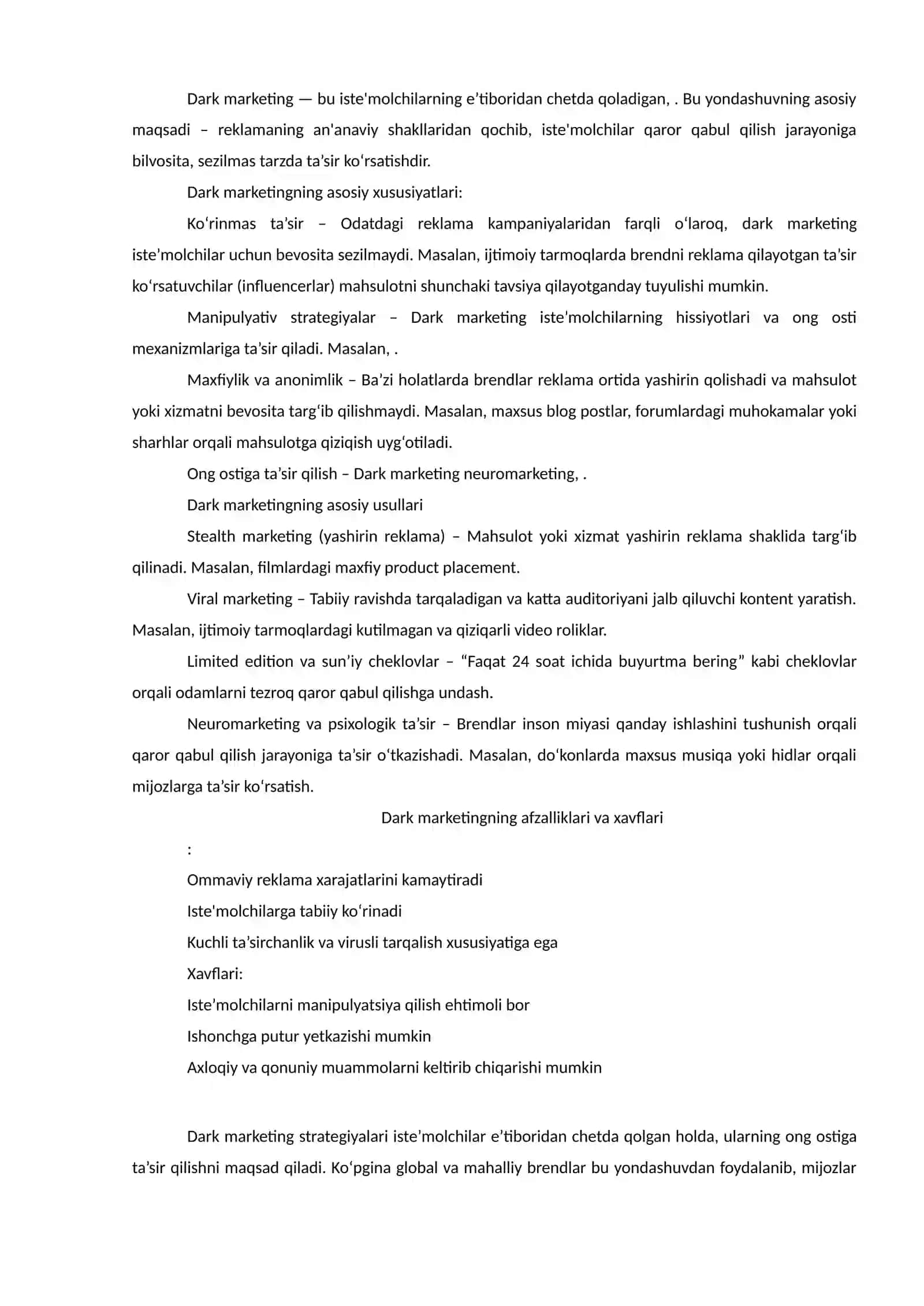 Dark Marketing: Yashirin reklama strategiyalari va iste'molchilar ongiga ta'sir 2