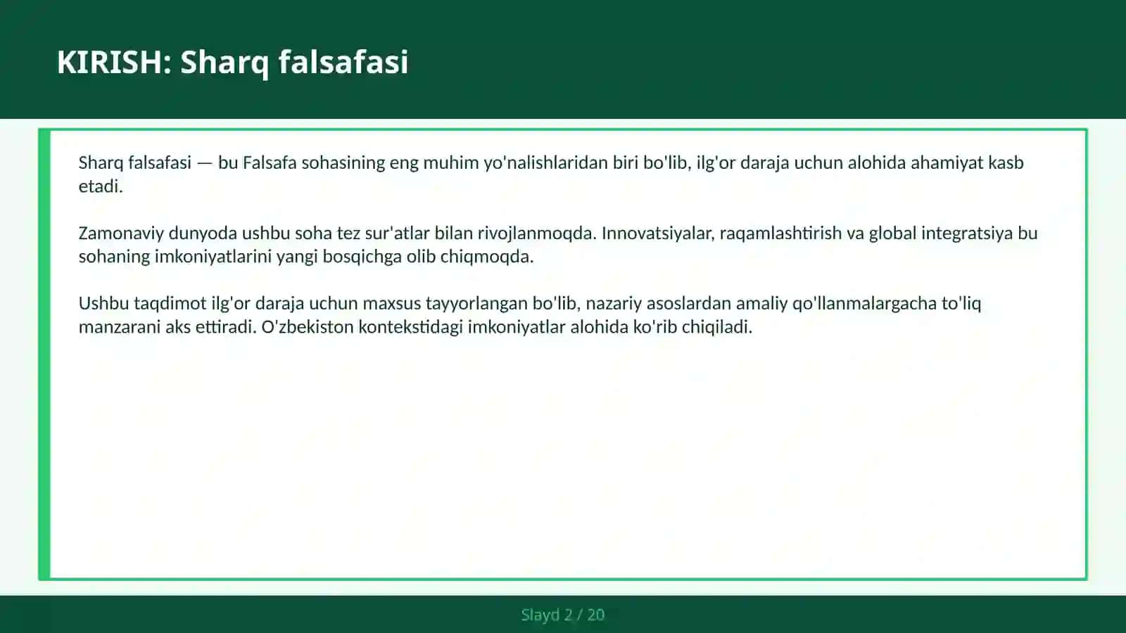 Sharq Falsafasi 2
