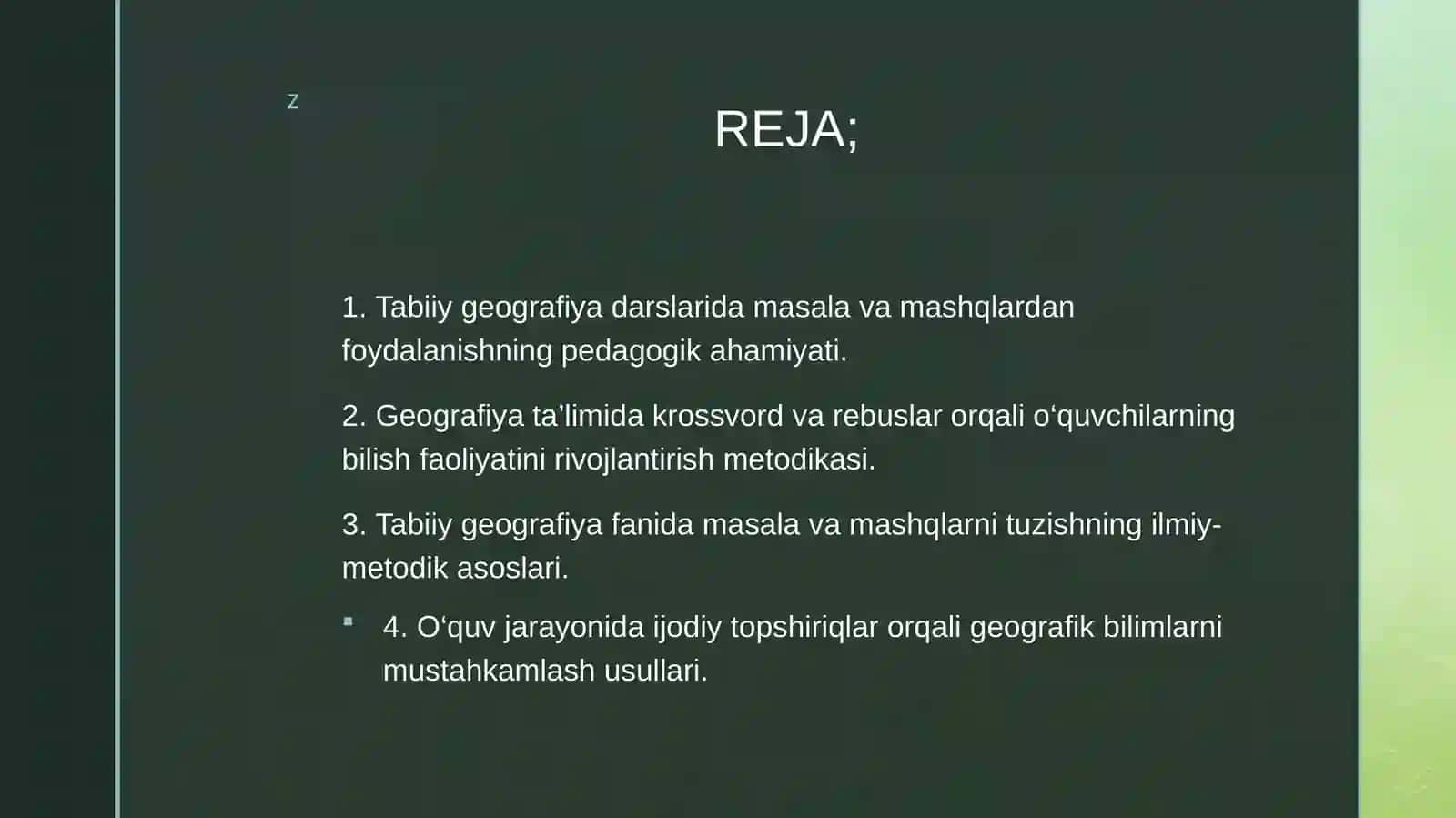 TABIIY GEOGRAFIYA DARSLARIDAN MASALA, MASHQLAR, KROSSVORD VA REBUSLAR TUZISH 2