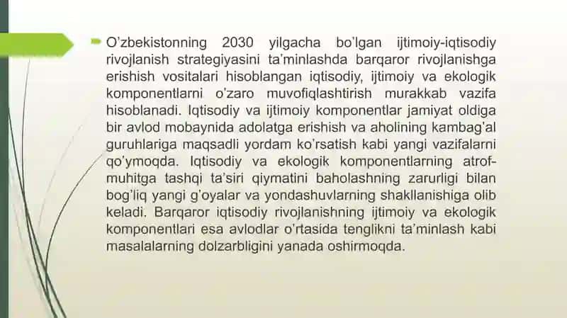 YASHIL IQTISODIYOT GA O'TISHNING ZARURIYATI VA ASOSIY TAMOYILLARI 2