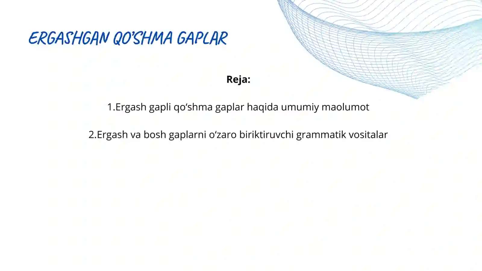TOBE TARKIBLI QO’SHMA GAPLAR 2