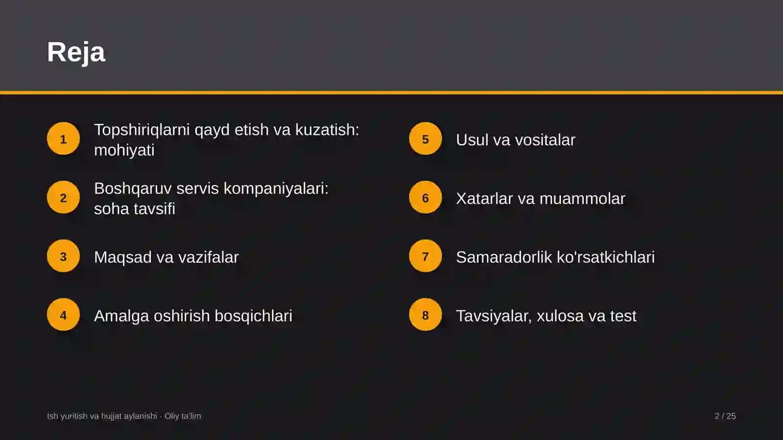 Boshqaruv servis kompaniyalarida topshiriqlarni qayd etish va ijrosini kuzatish 2