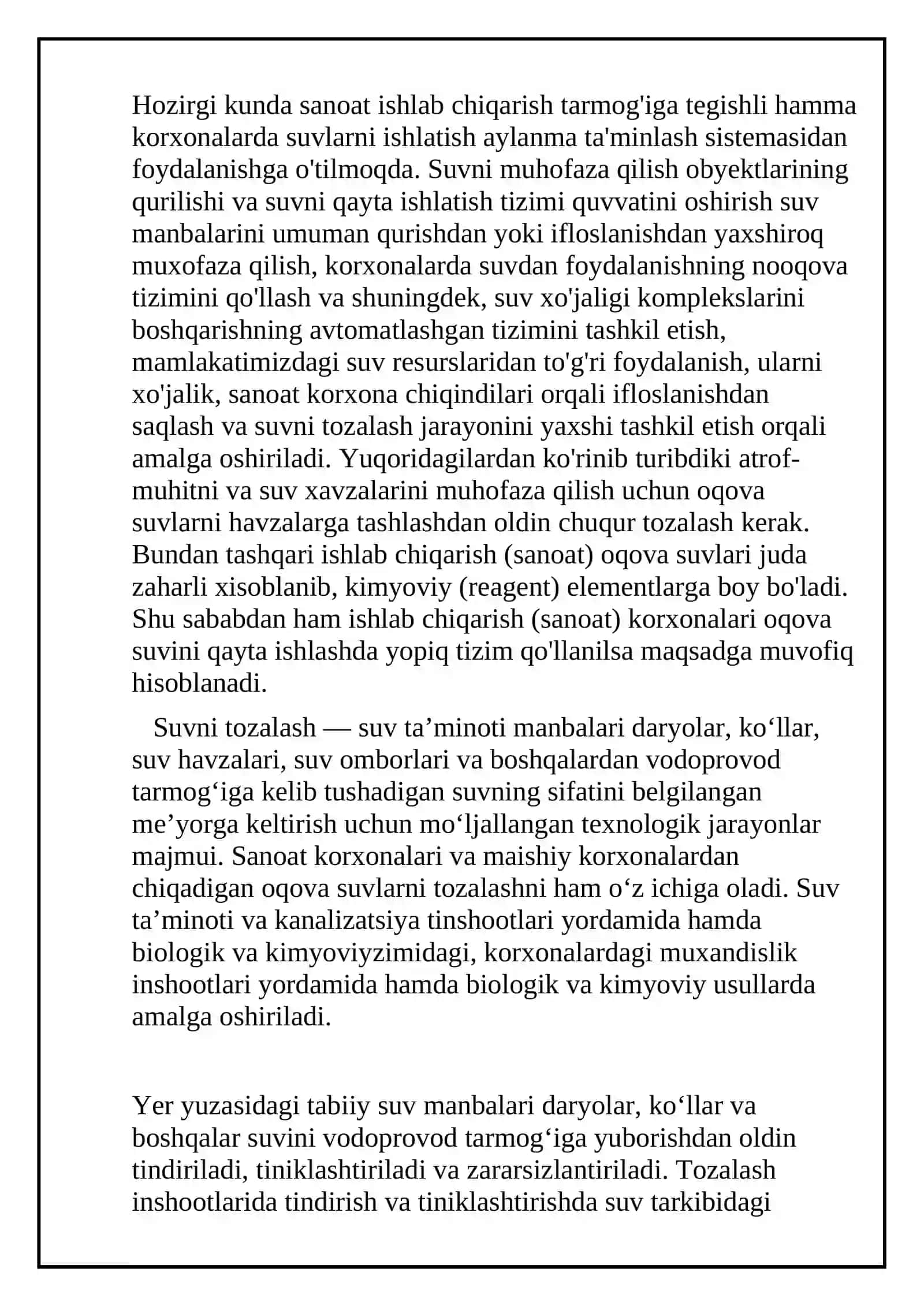 Sanoat korxonalarida suvdan foydalanish tizimlari 2