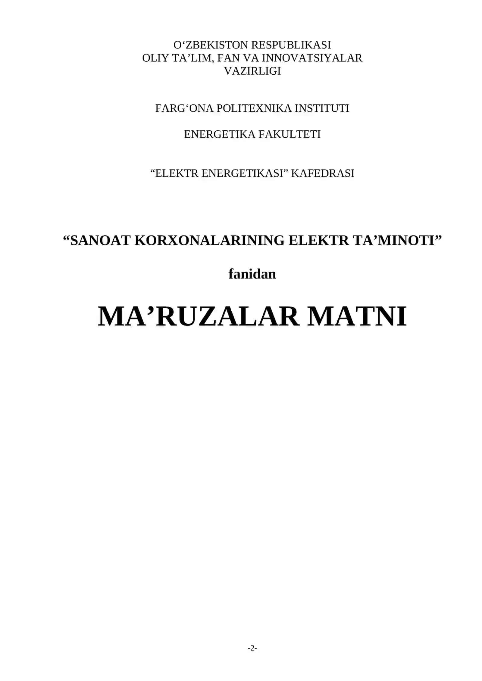 Elektr energetikasi ta'lim 2