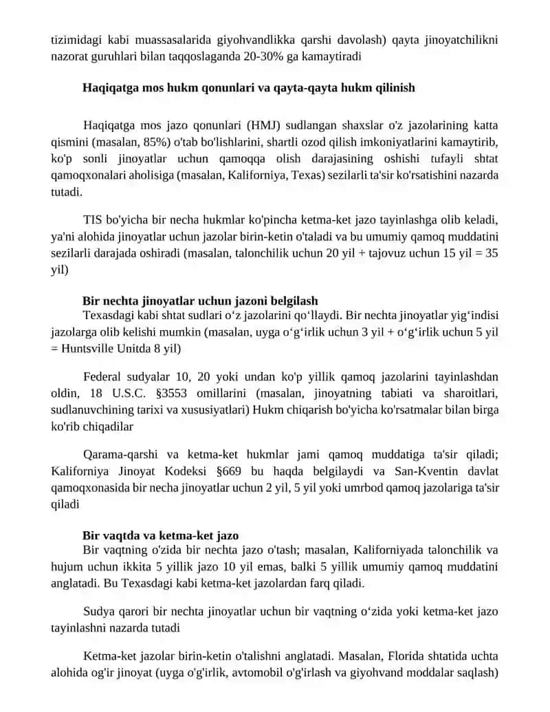 Bir necha jinoyat sodir etganlik uchun jazo tayinlash 2
