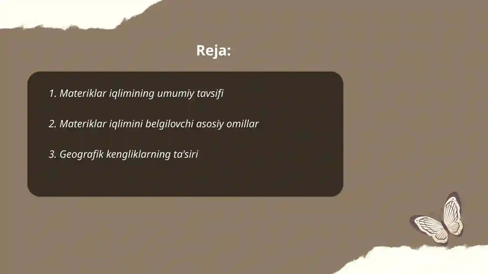 Materiklar iqlimi, iqlim xosil qiluvchi omillari 2