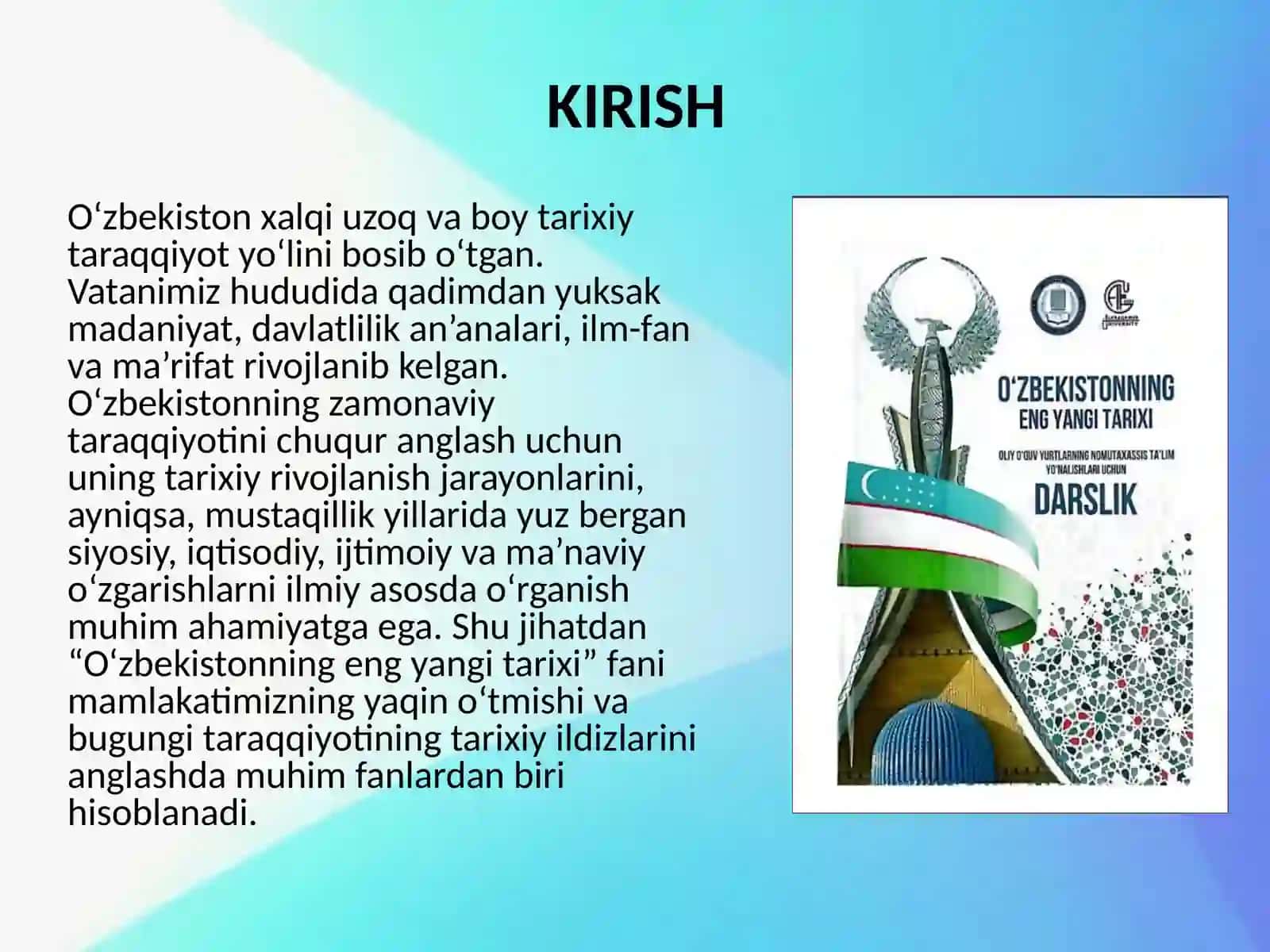 “O‘zbekistonning eng yangi tarixi” fanining predmeti va metodologiyasi 2