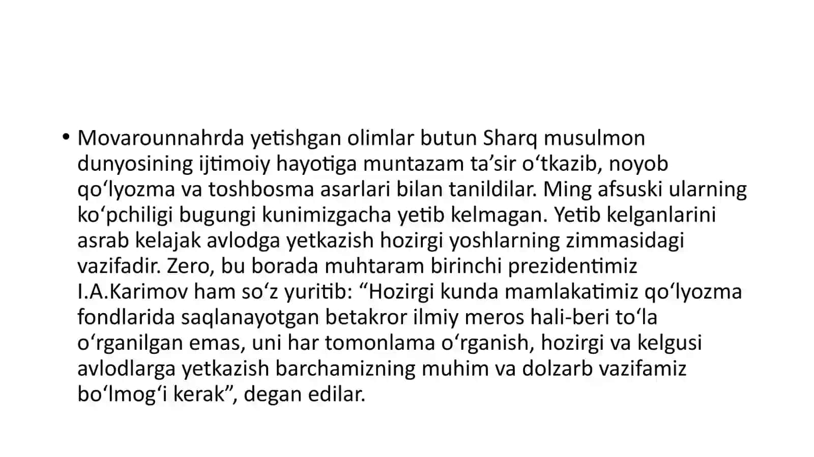 O'zbekiston sharqul yo'zma vaularning faoliyatlari 2