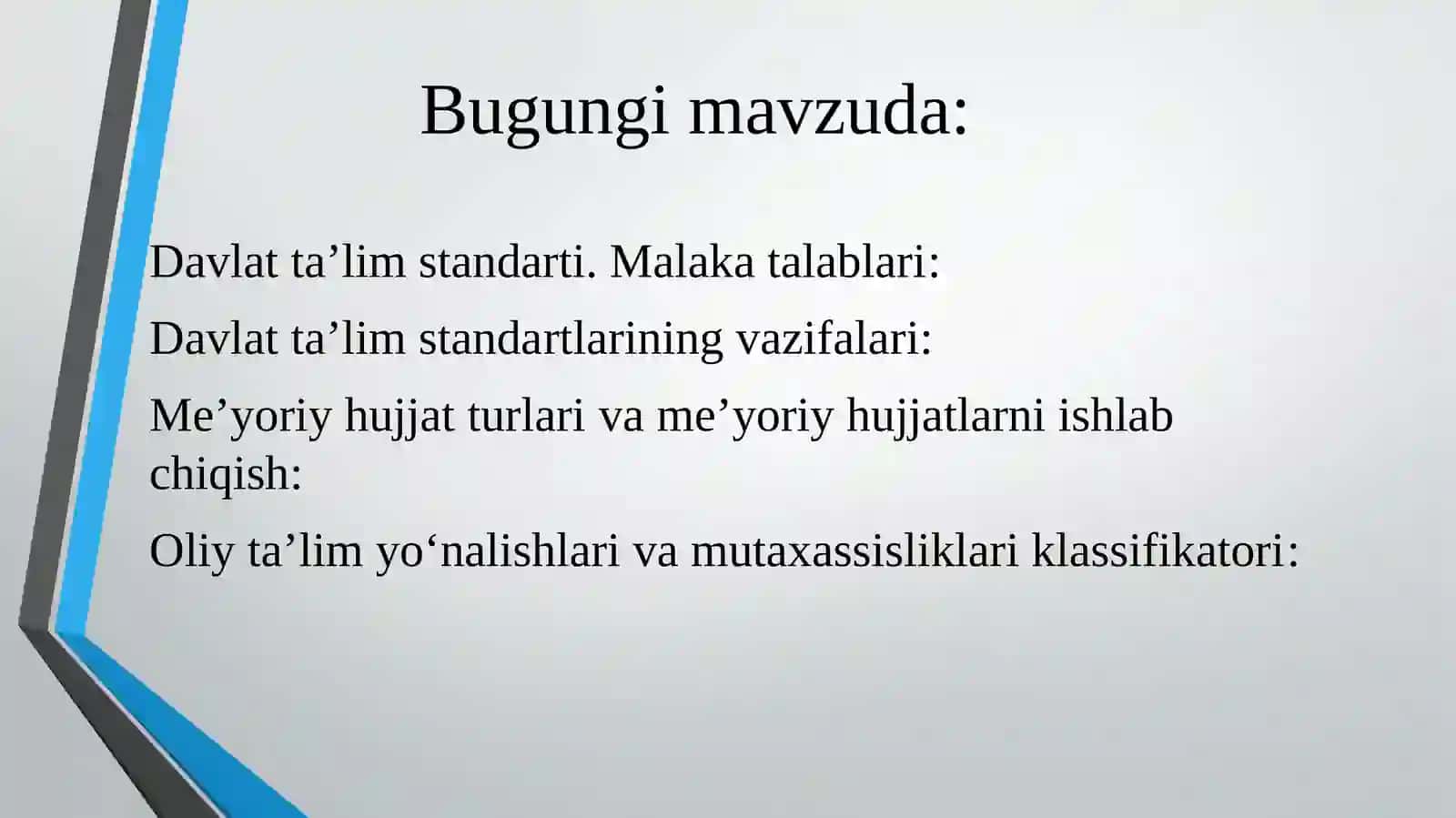OLIY TA’LIMNING ME’YORIY-HUQUQIYHUJJATLARI 2