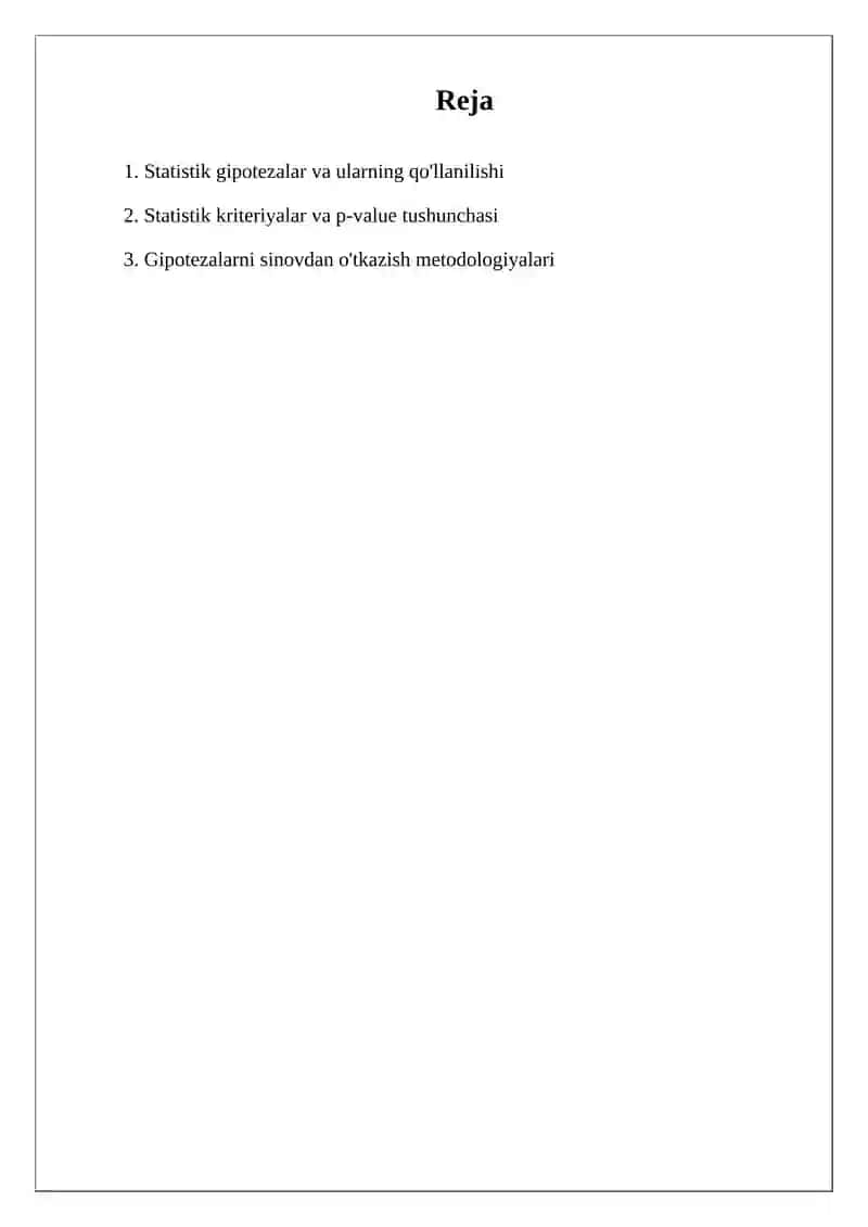 Statistik gipoteralar statistik kriteriya 2