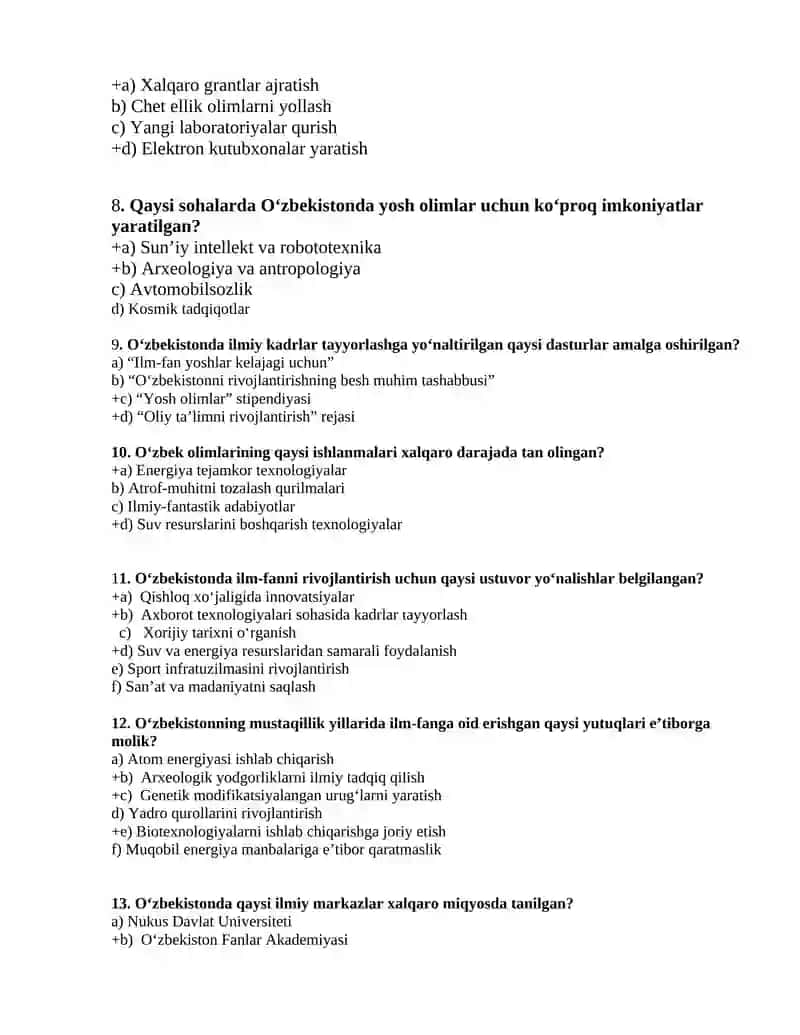 Oʻzbekiston ilm-fani yutuqlari 2