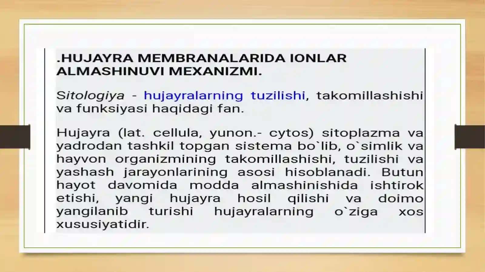 Hujayra membranalarida ionlar almashinuvi Mexanizmlari 2