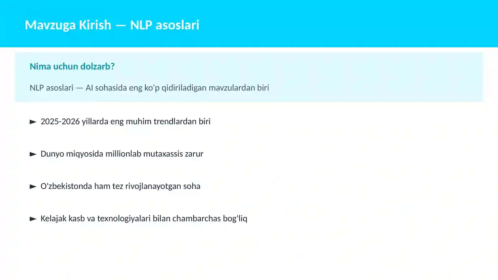 AI | NLP TABIIY TIL QAYTA ISHLASH 2