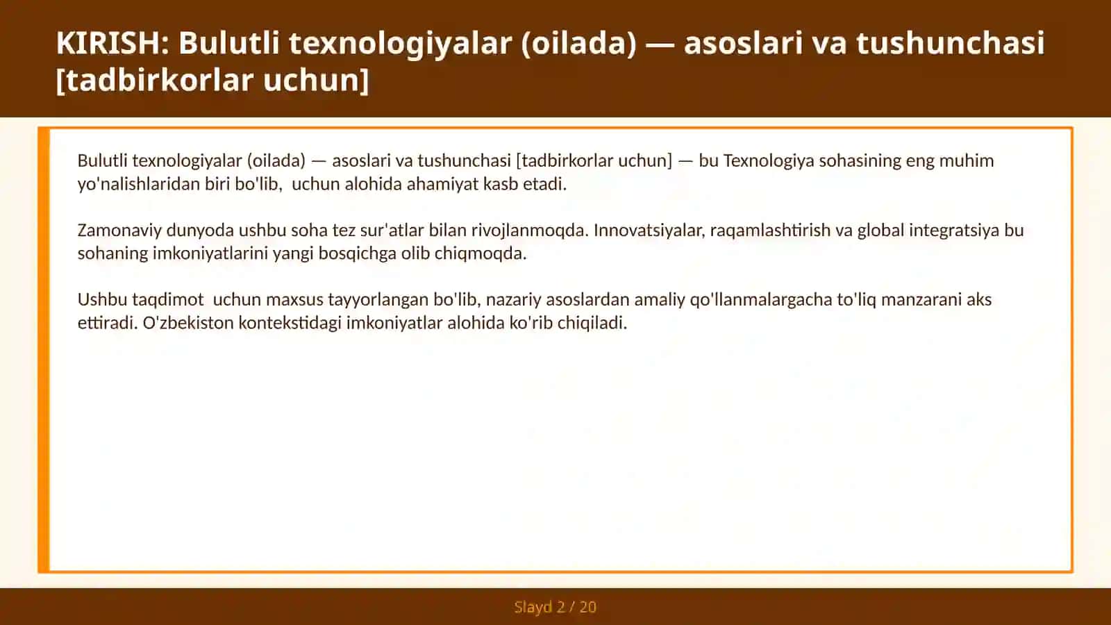 Bulutli texnologiyalar (oilada) — asoslari va tushunchasi [tadbirkorlar uchun] 2