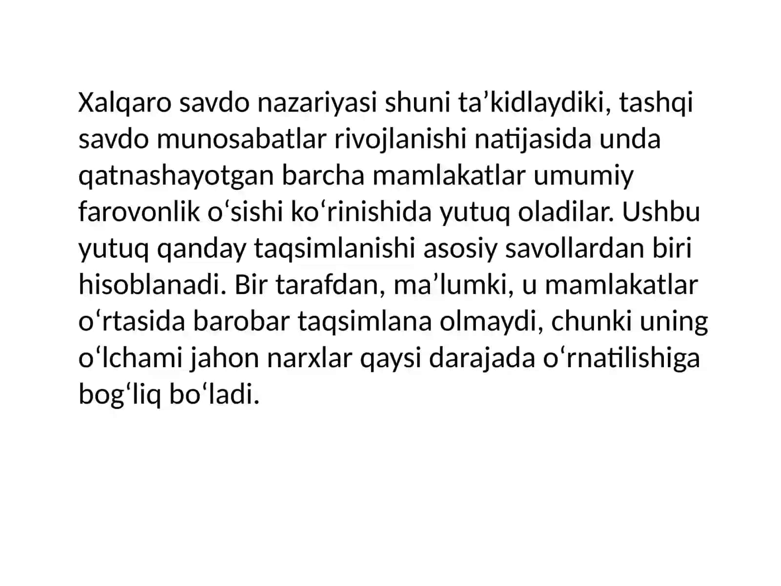 XALQARO SAVDO NAZARIYALARI. TASHQI SAVDO SIYOSAT 2
