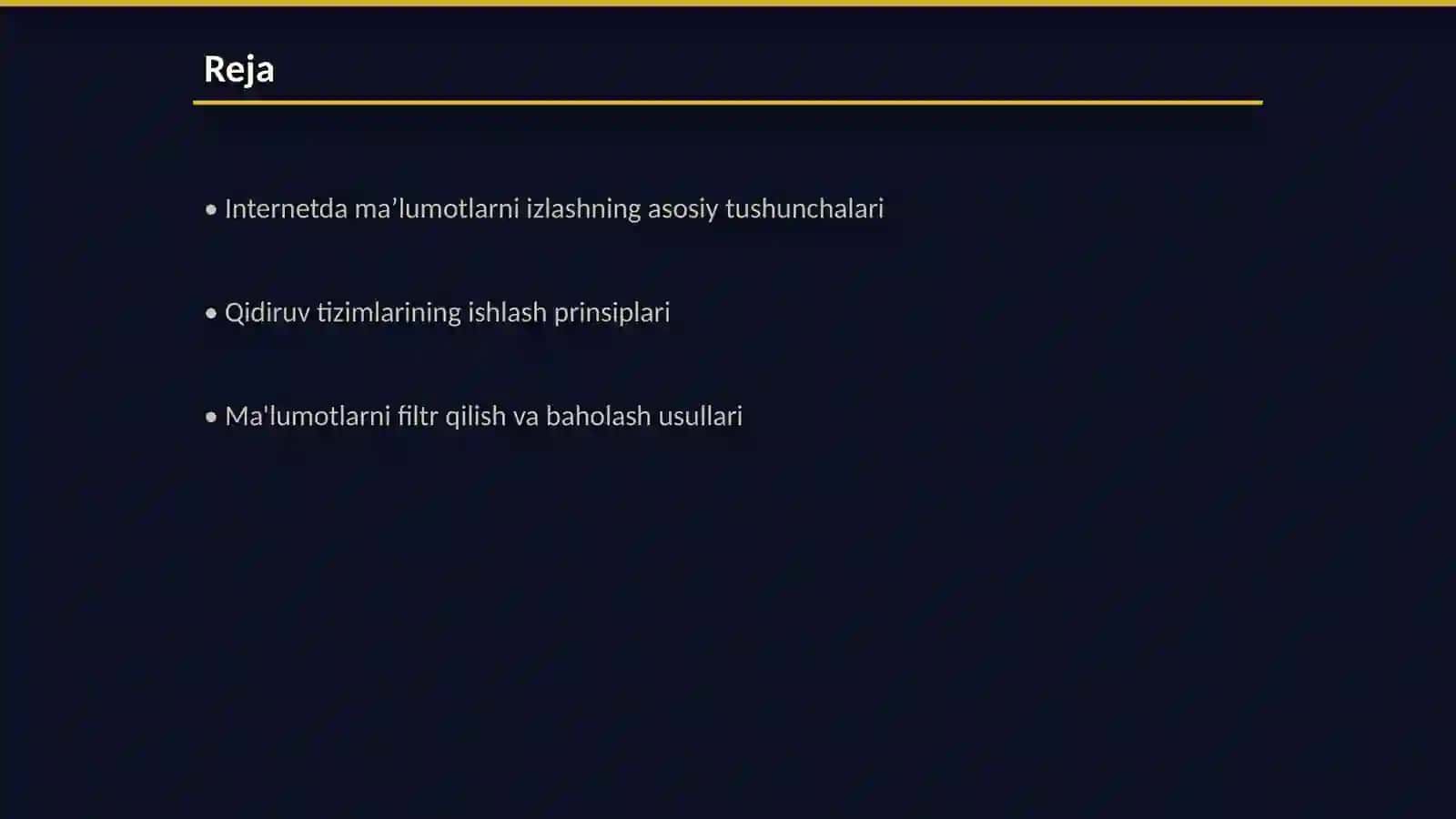 Internetda ma’lumotlarni izlash Darsning texnologik xaritasi 2