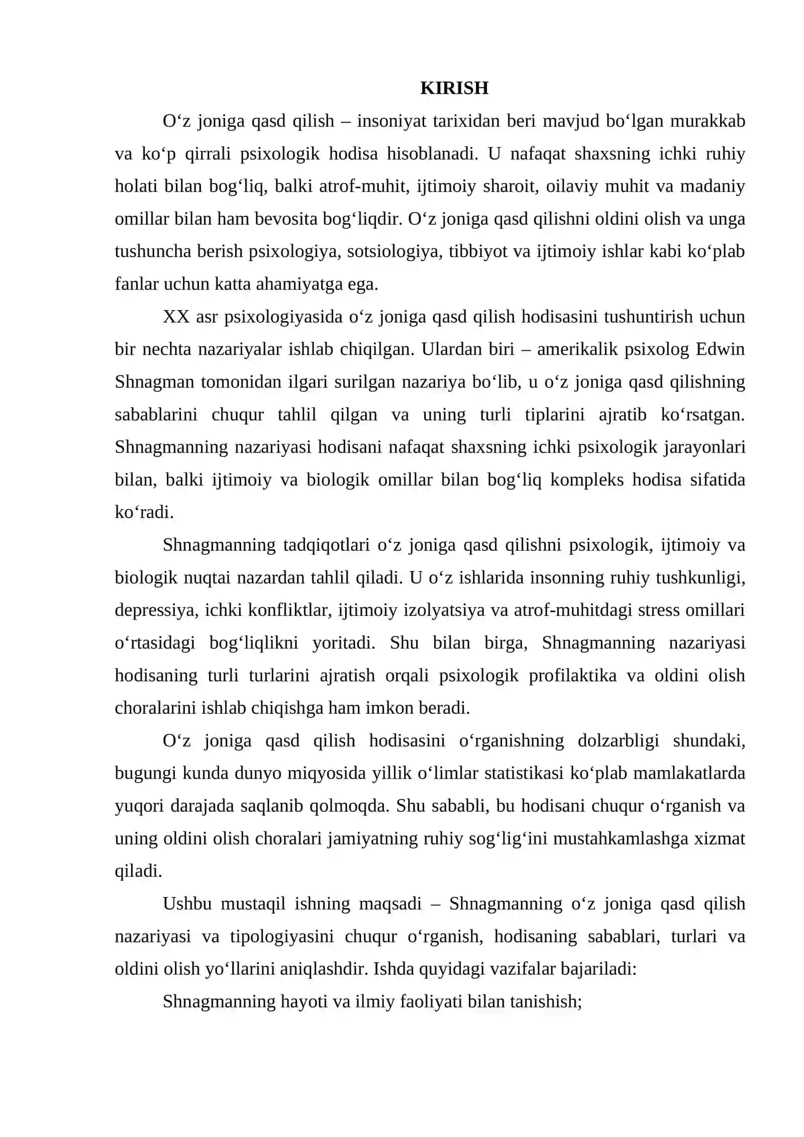 E.Shnagmanning o'z joniga qasd qilish nazariyasi va tipologiyasi 2