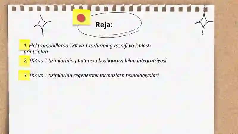 Elektromobillarga TXK va T turlari 2