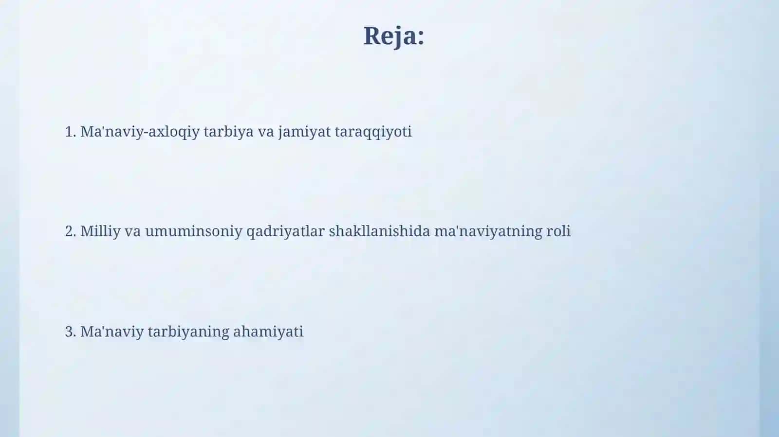 Jamiyatda milliy va umuminsoniy qadriyatlarning shakllanishida ma'naviy tarbiya omilining ahamiyati 2