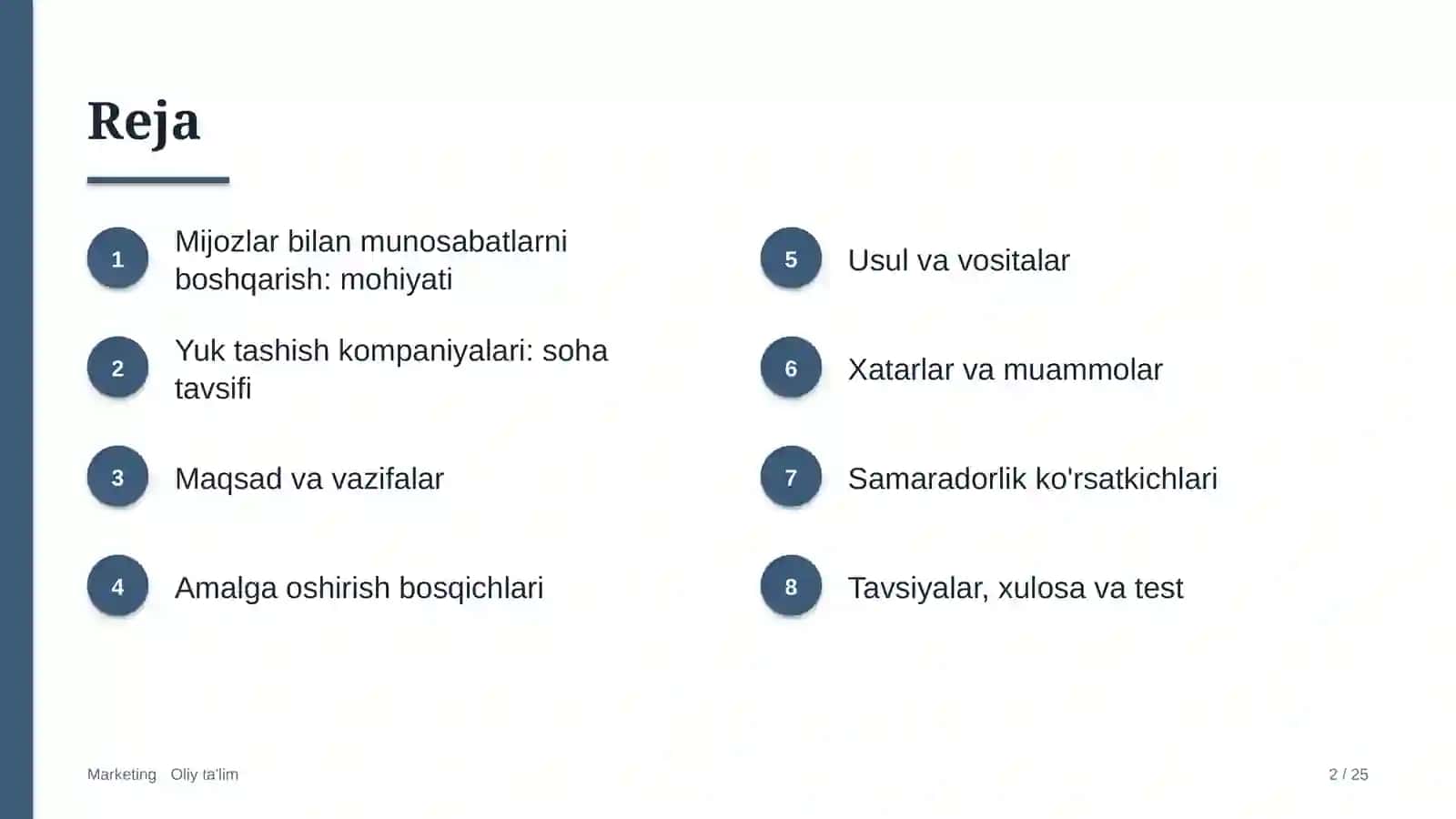 yuk tashish kompaniyalarida mijozlar bilan munosabatlarni boshqarish 7603 2