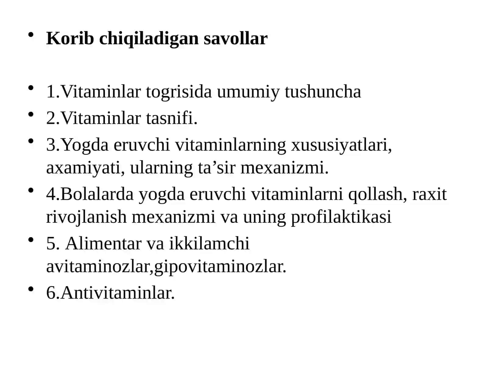 Vitaminlar, ularning organizmdagi funktsiyalari, yogda eruvchi vitaminlar 2