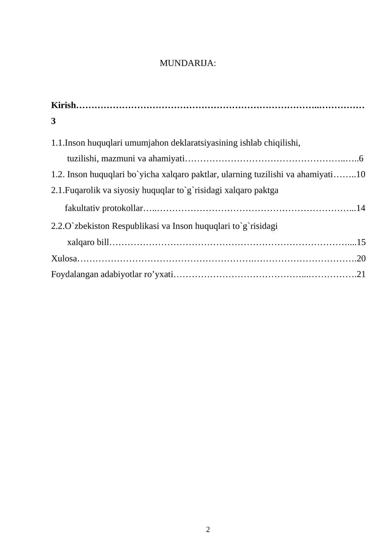 Inson huquqlari umumjahon deklaratsiyasi ishlab chiqish tuzilishi va uning mazmuni 2