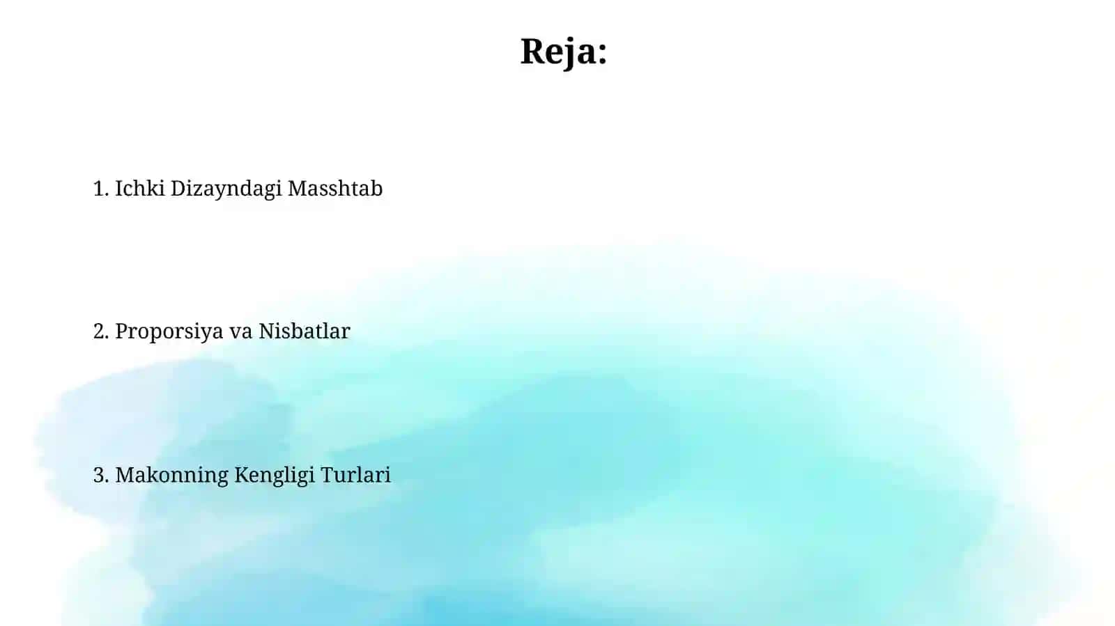 Interyer tashkil etgan fazoviy kenglik turlarini tashkil etish 2
