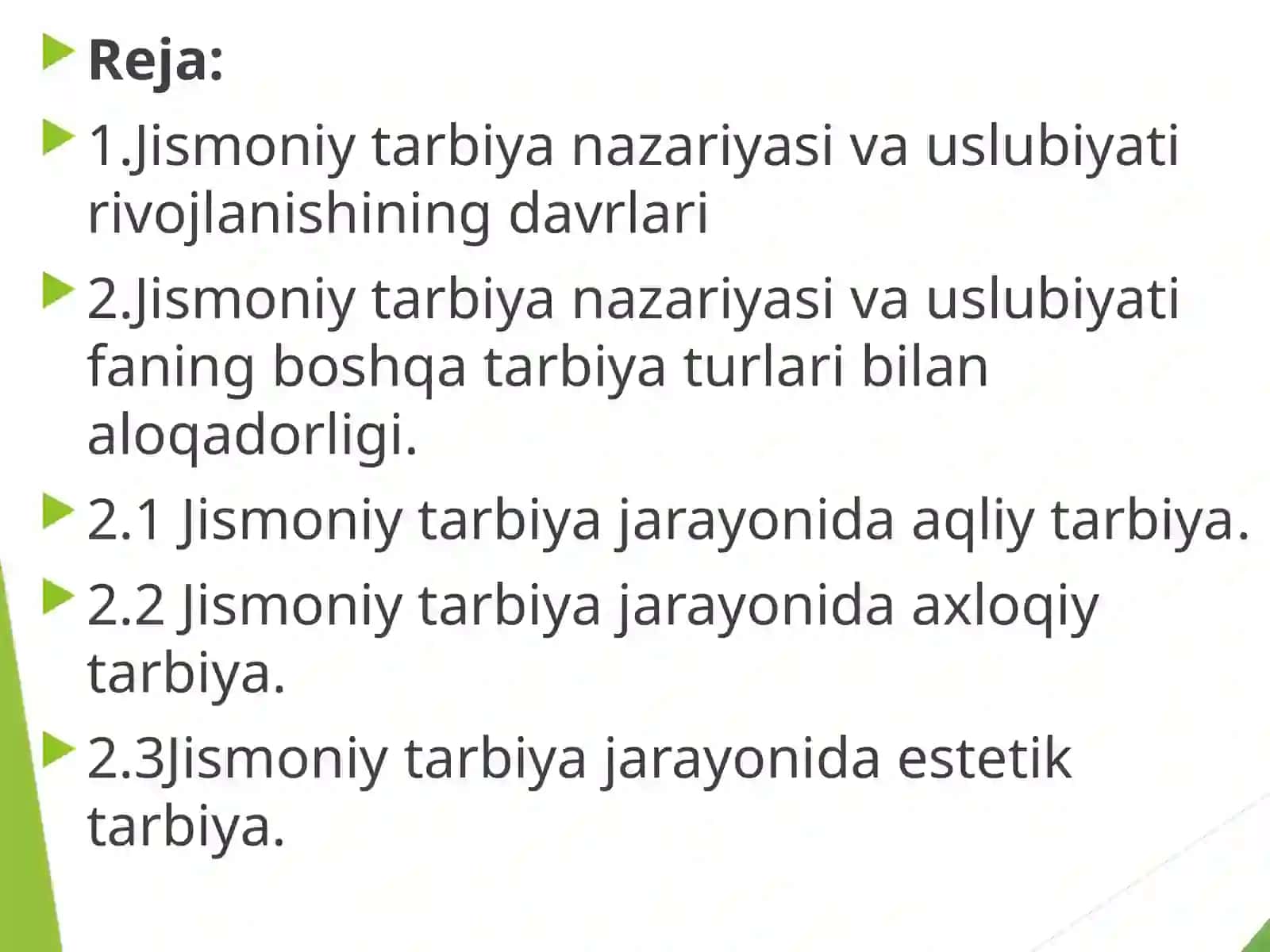 Jismoniy tarbiya, sport nazariyasi va uslubiyati fanining rivojlanishi tarixi hamda ta'qqiyoti 2