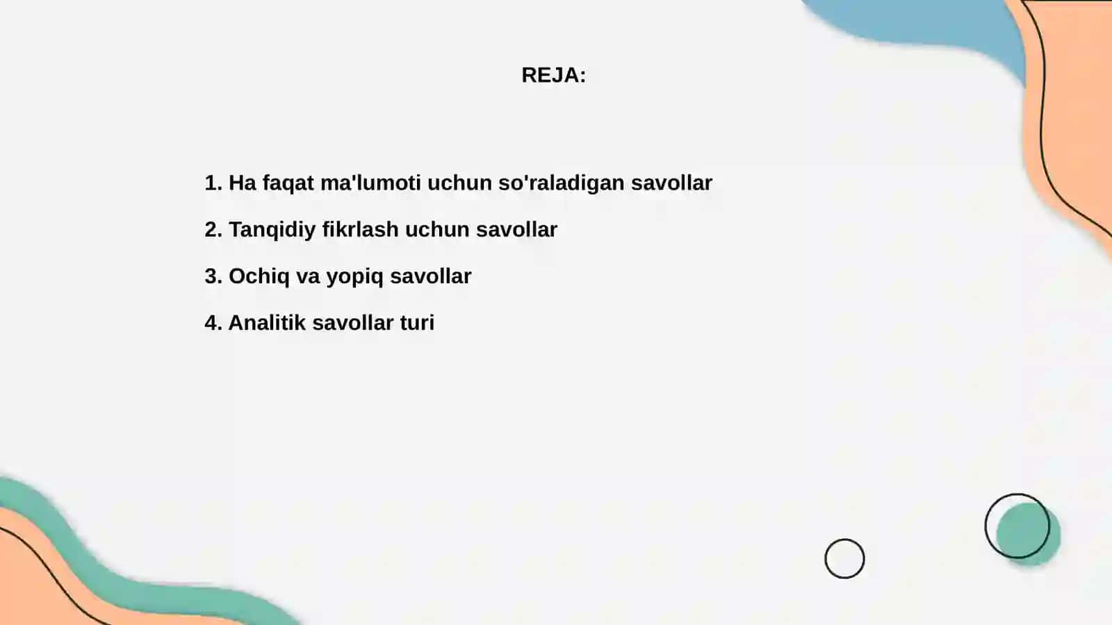Savollar turi 2