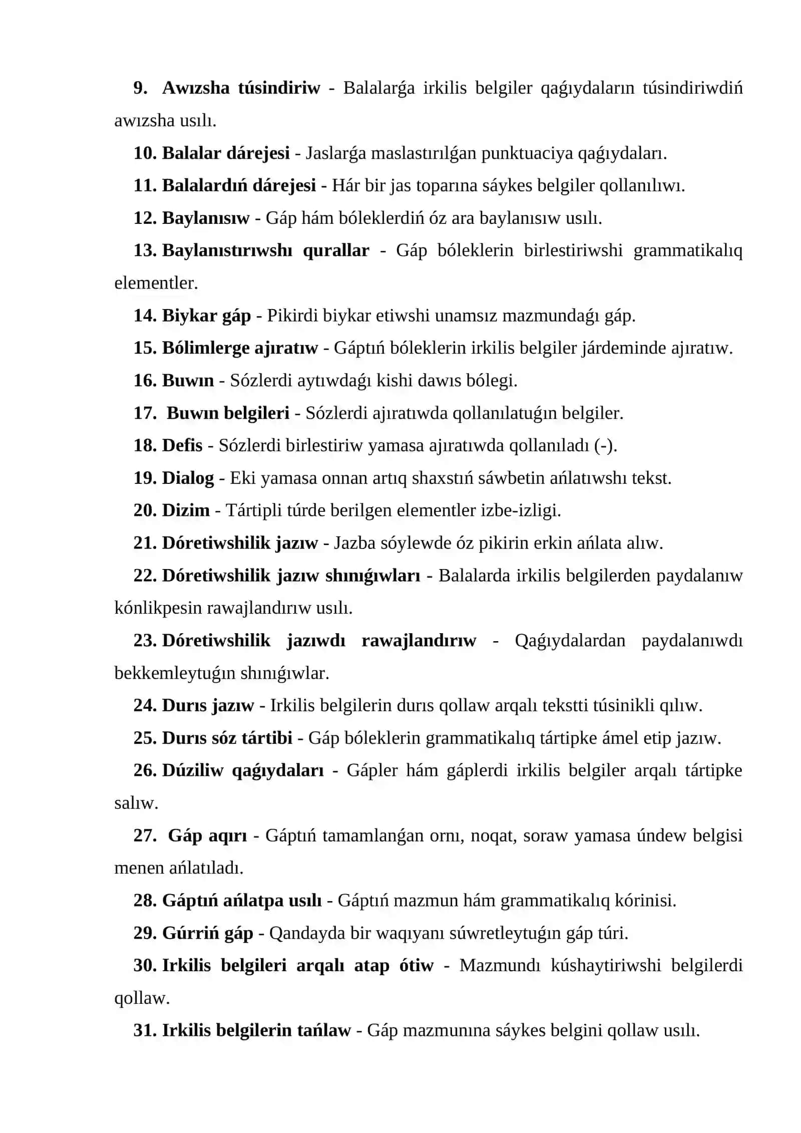 Baslawısh klass sabaqlıqlarında punktuaciyaǵa tiyisli berilgen materiallardı analiz etiw 2