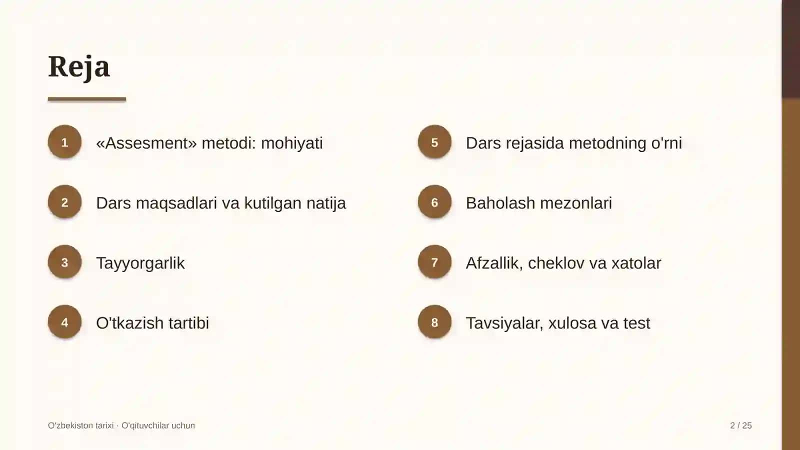 o'zbekiston tarixi darslarida assesment metodidan foydalanish 6600 2