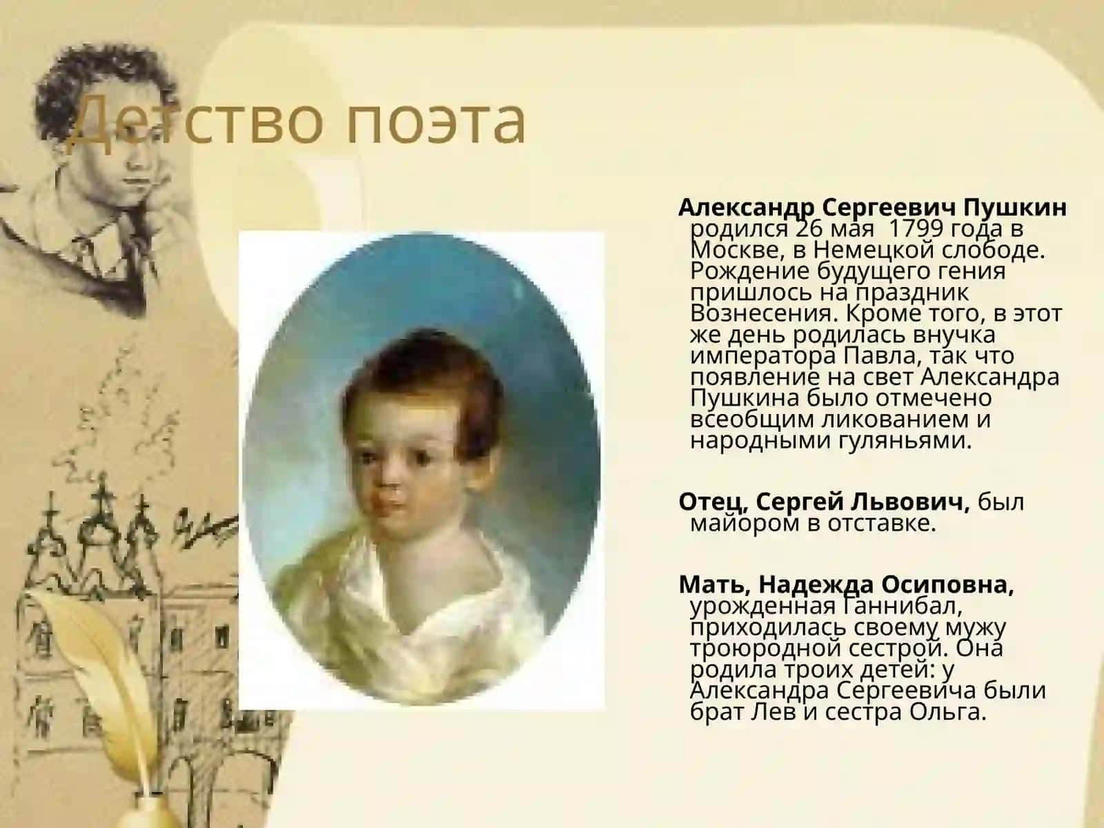 Детство поэта Александр Сергеевич Пушкин 2