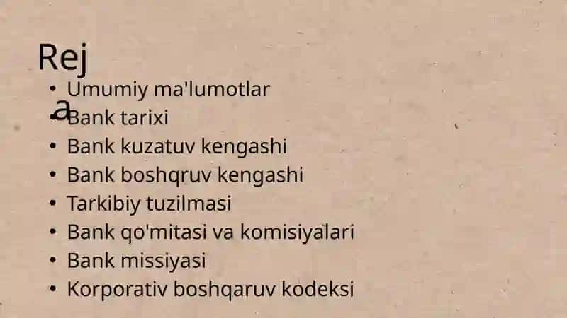 Bankning Tuzilishi va Boshqaruv 2