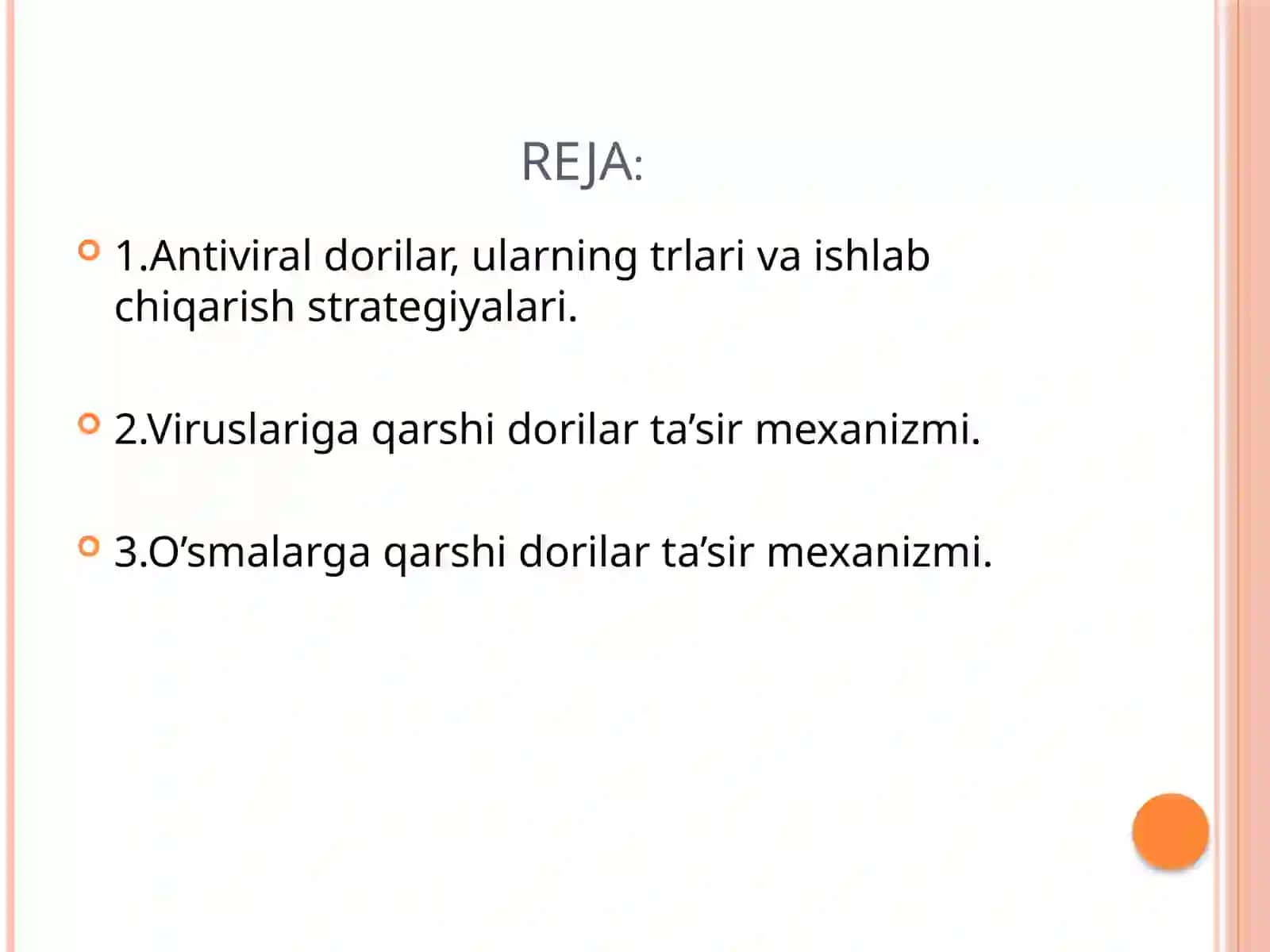 Biokimyo fanidan Viruslarga qarshi dorivorisitalarning ta'sir mexanizmi 2