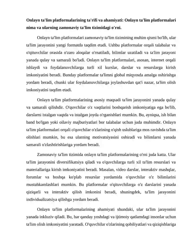 Onlayn ta'lim platformalari. 2