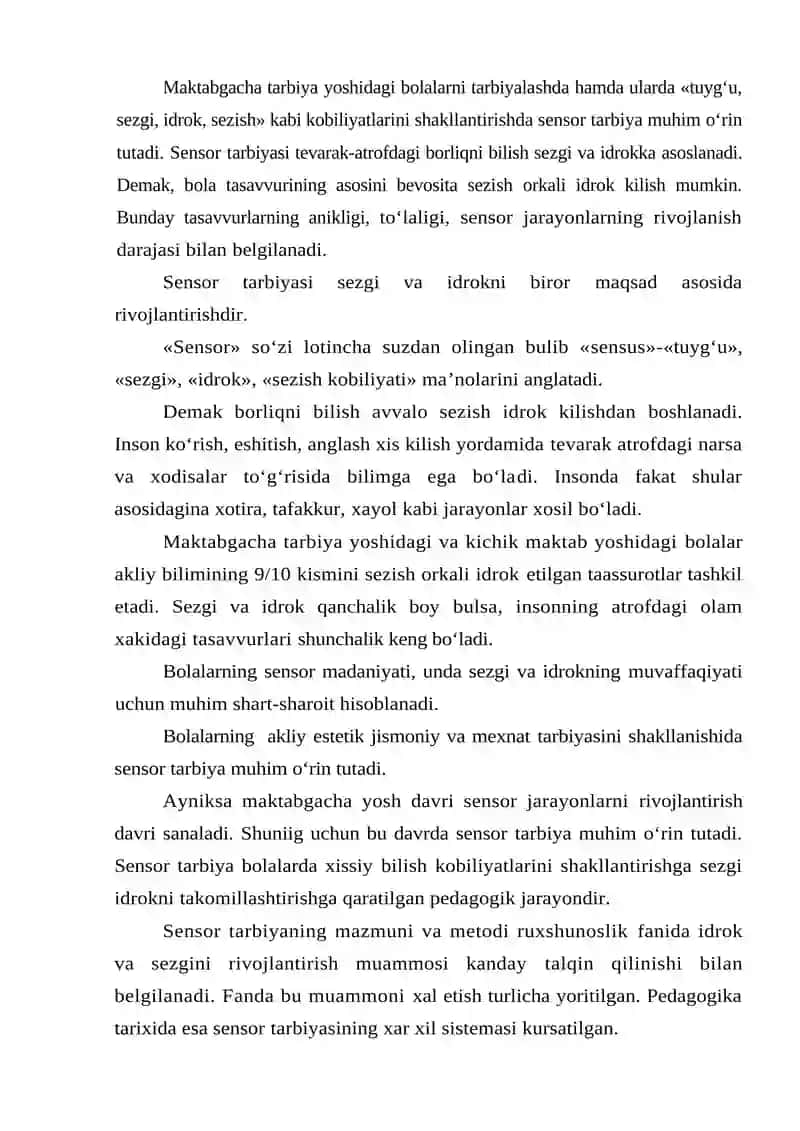 Sensor tarbiyasi 2