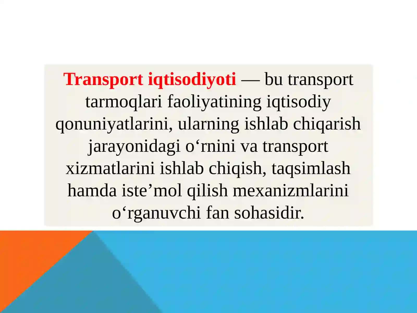Transport Iqtisodiyoti 2