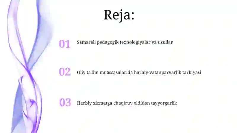 Harbiy vatanparvarlik tarbiyasida oʻquv oliy yurti rahbariyati va chaqiruvga qadar 2