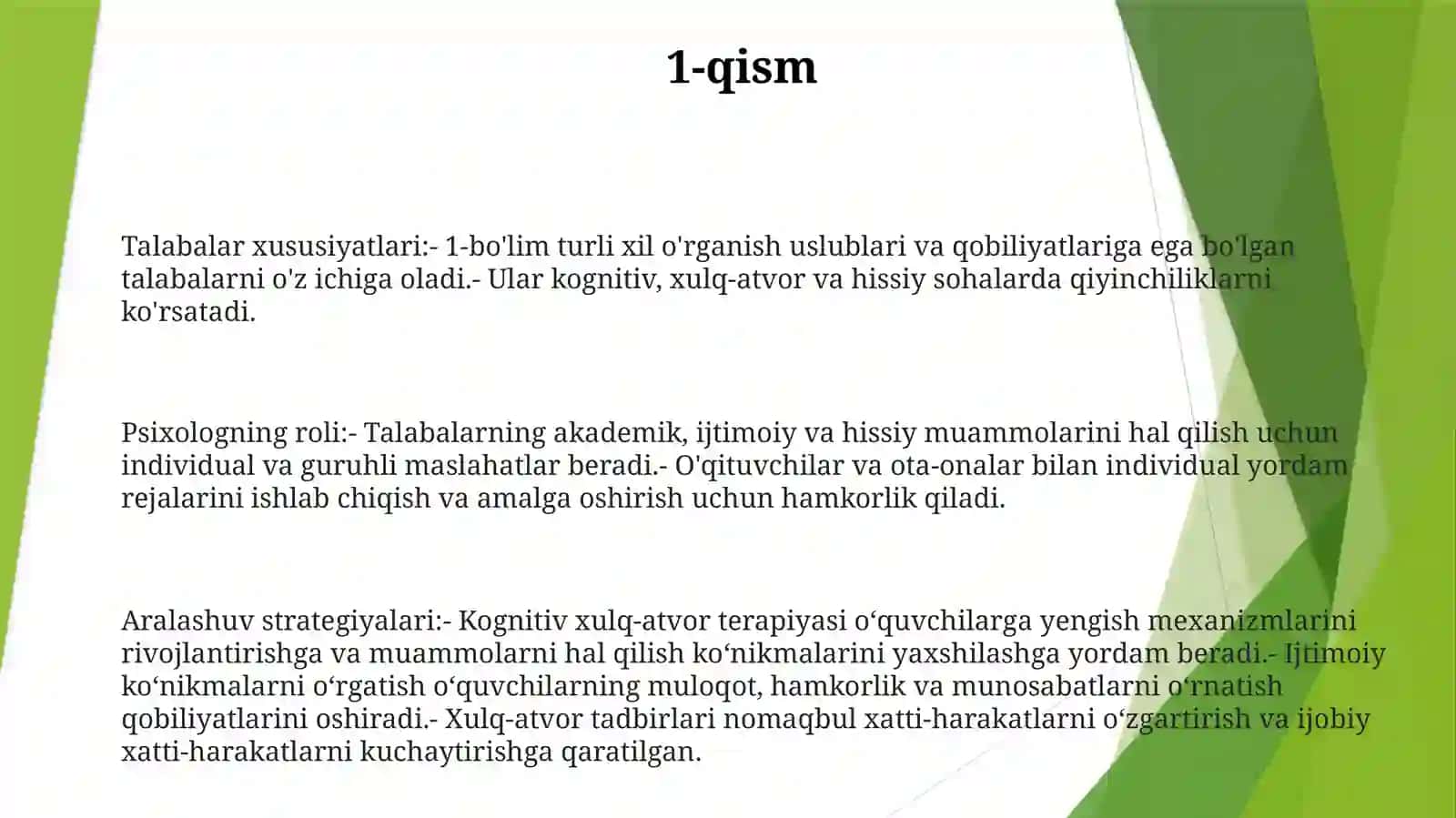 Ta'lim Oluvchi Psixolog Faolyati 2