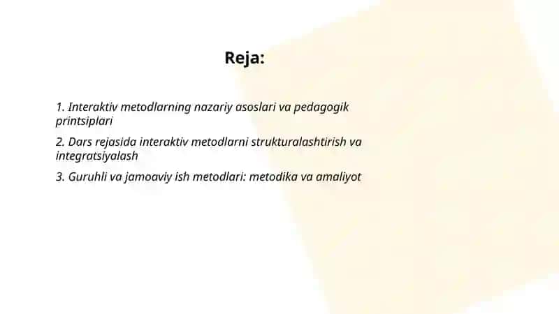 Talim Jarayonida Interaktiv Metodlarni qo'llash metodikasi 2