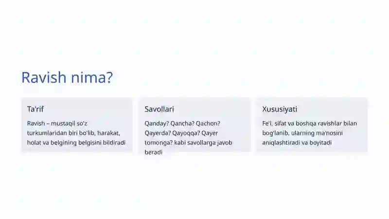 Ravishning Grammatik Xususiyatlari 2