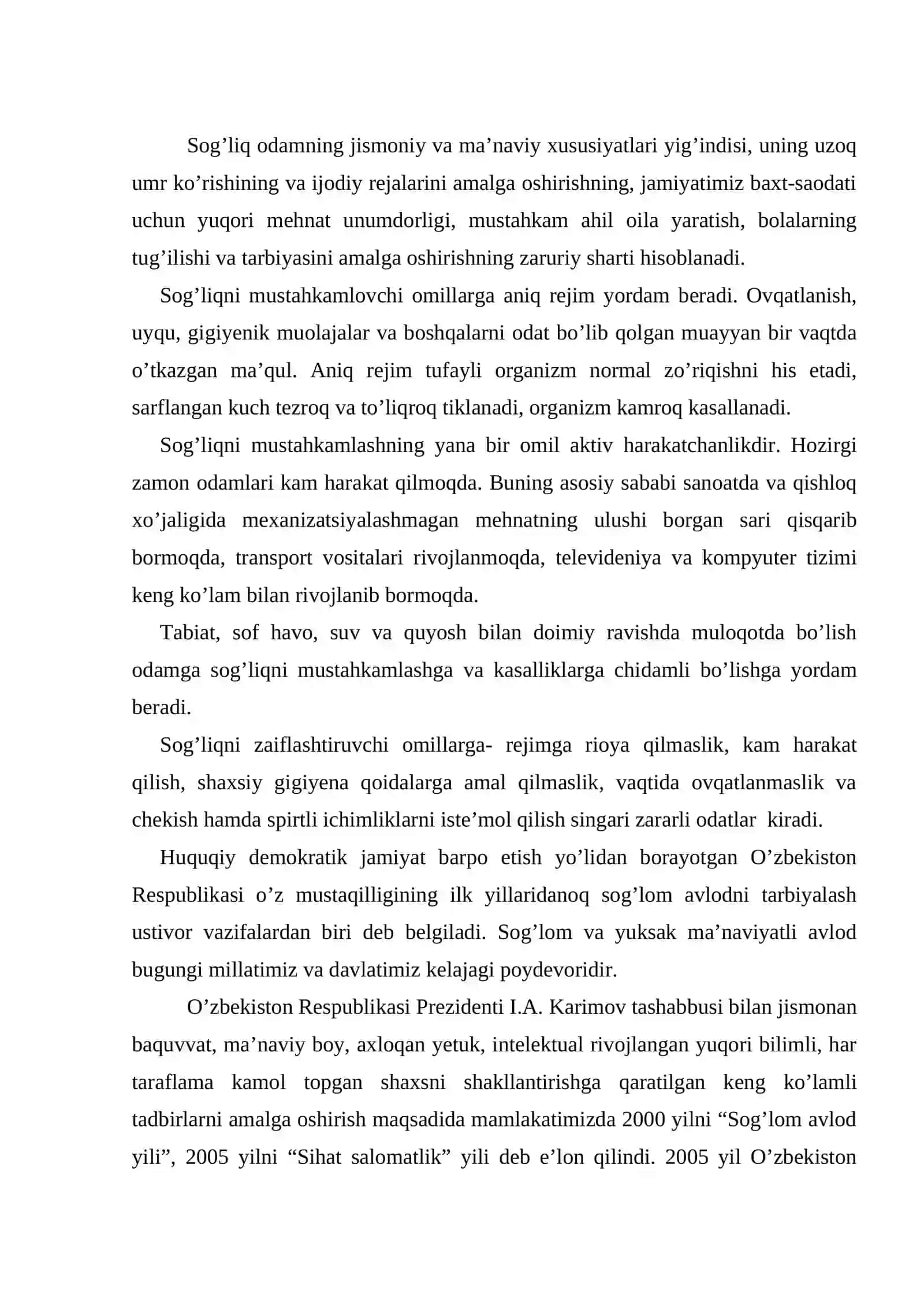 Valeologiyaga  kirish. Odam salomatligi haqida hozirgi zamon tushunchalari 2