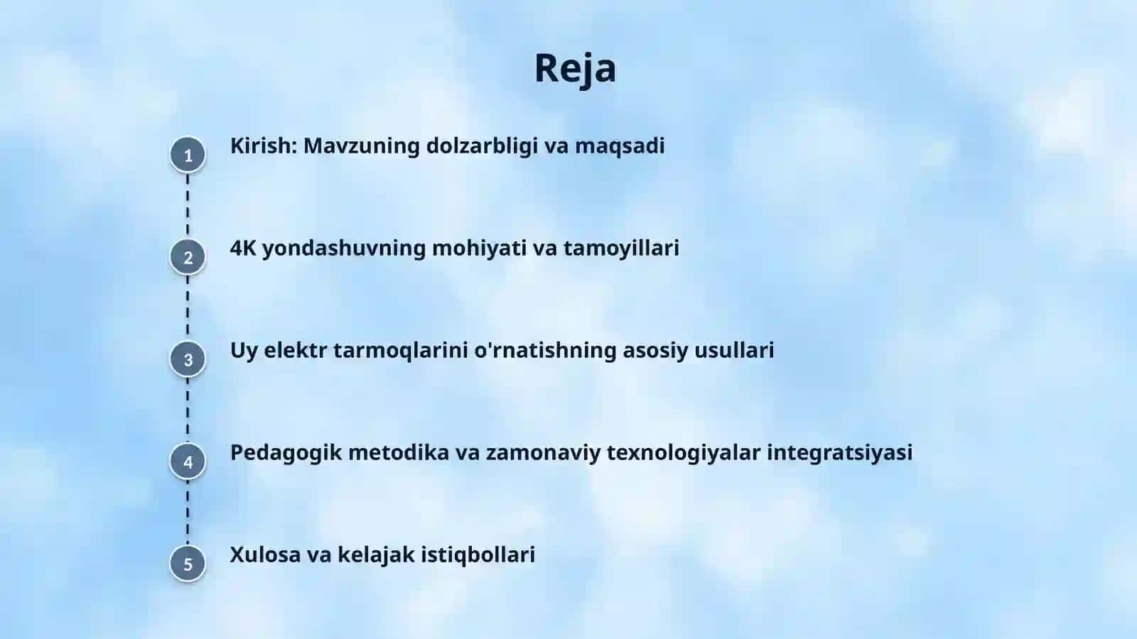 Xonadonlarda elektr tarmoqlarini o'rnatish usullari mavzusini 4k yondashuv asosida o'qitish metodikasi 2