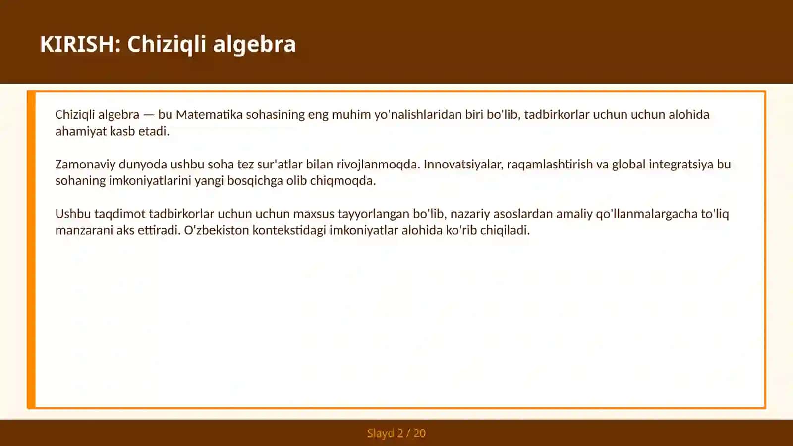 Chiziqli algebra 2