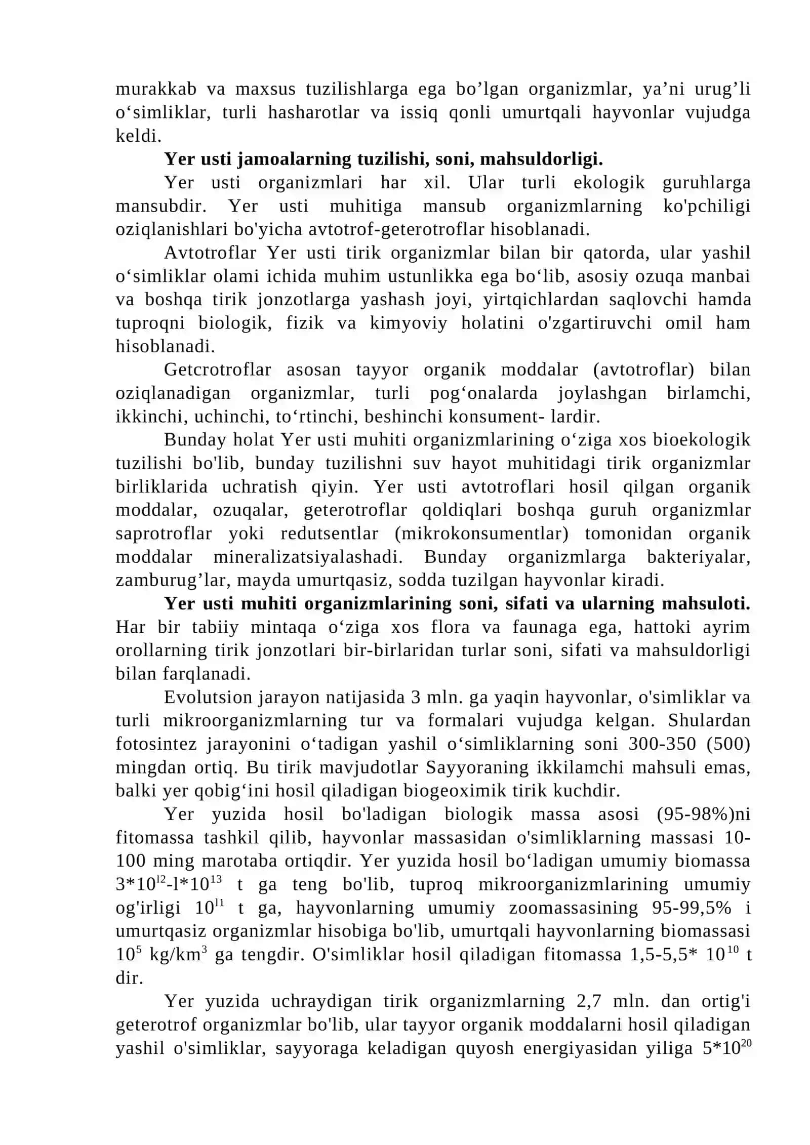 Yer Usti-Quruqlik Hayotiy Muhitning Ekologiyasi 2