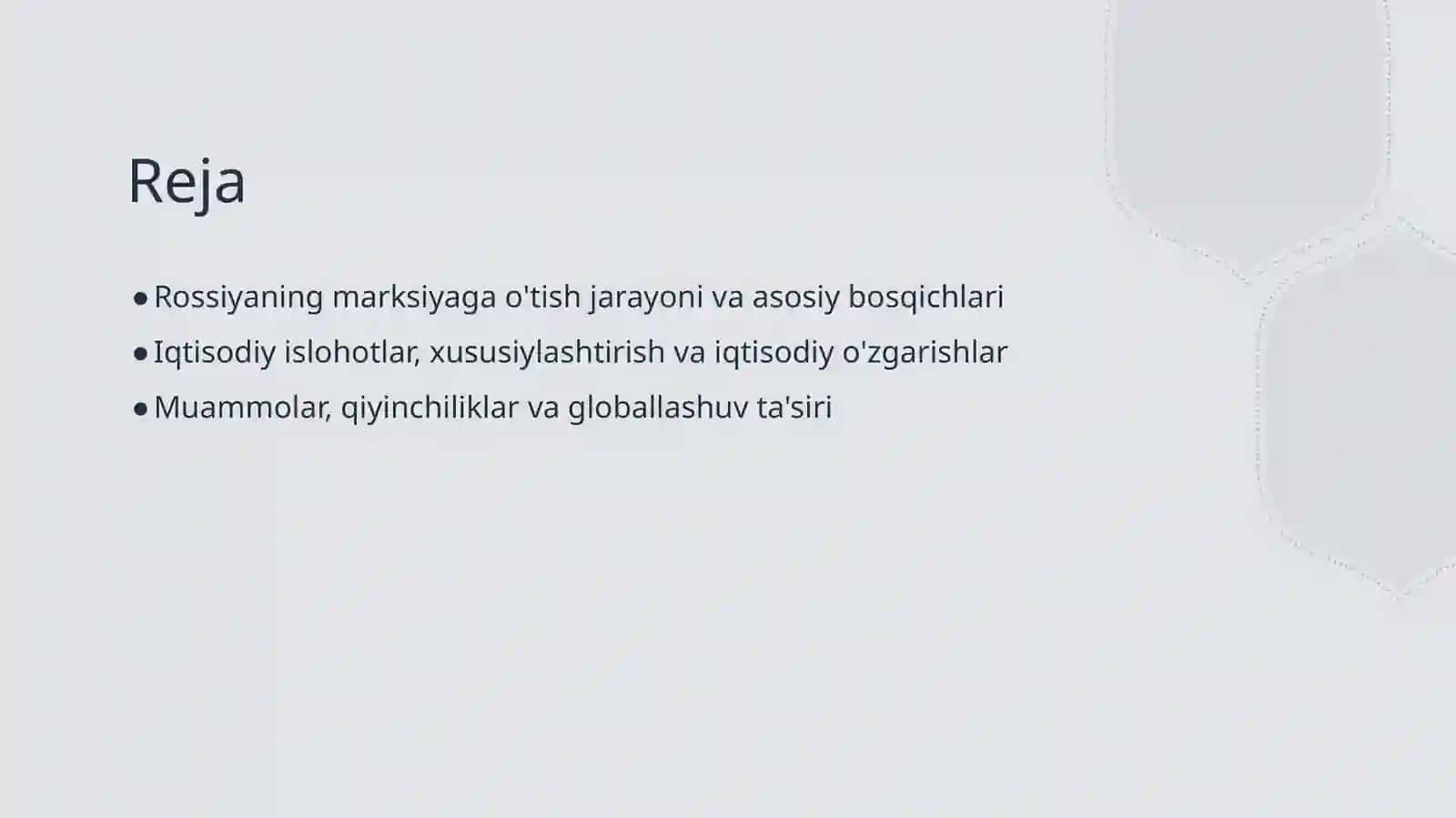 Rossiyaning bozor iqtisodiyotiga o’tish davri 2