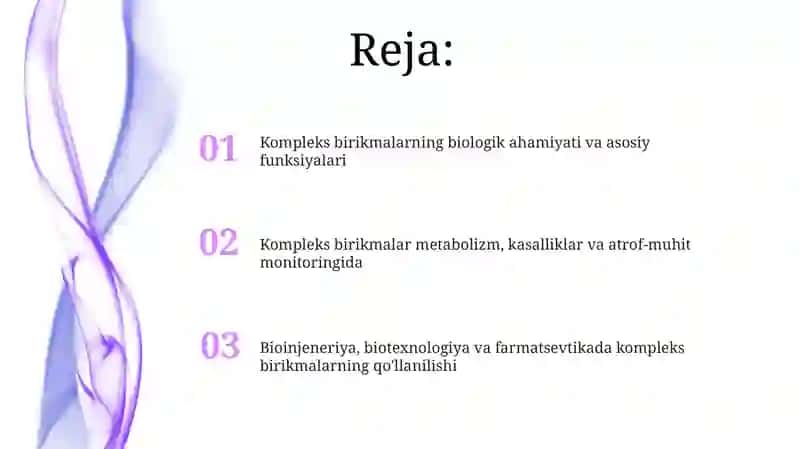 Kompleks birikmalarning ishtirokini tahlil qilish 2