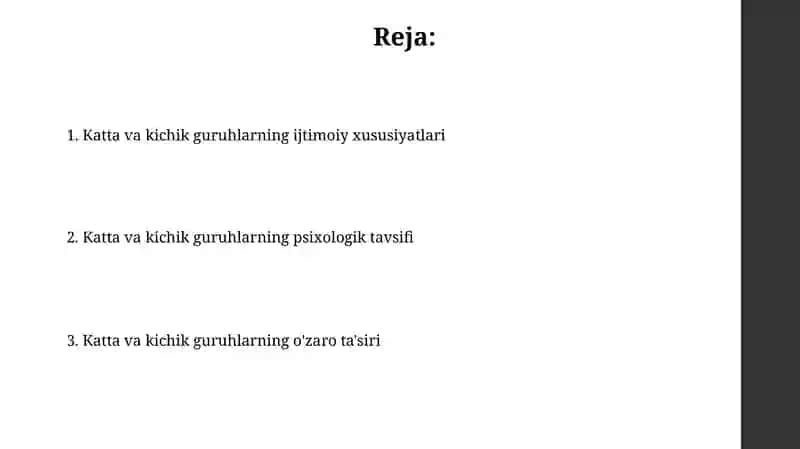 Katta va kichik guruhlarning ijtimoiy harakteri va ularning psixologik tavsifi 2
