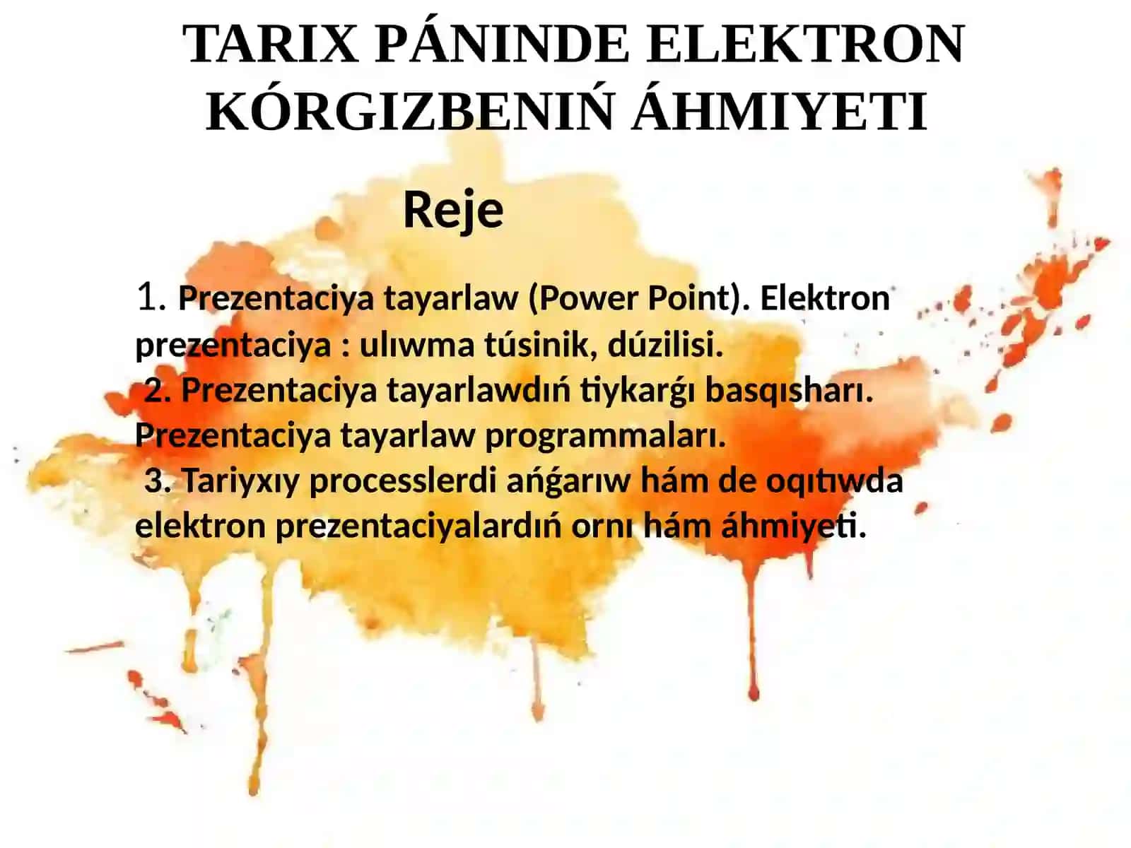 Elektron Prezentaciya Tiykarǵı Basqısharı 2